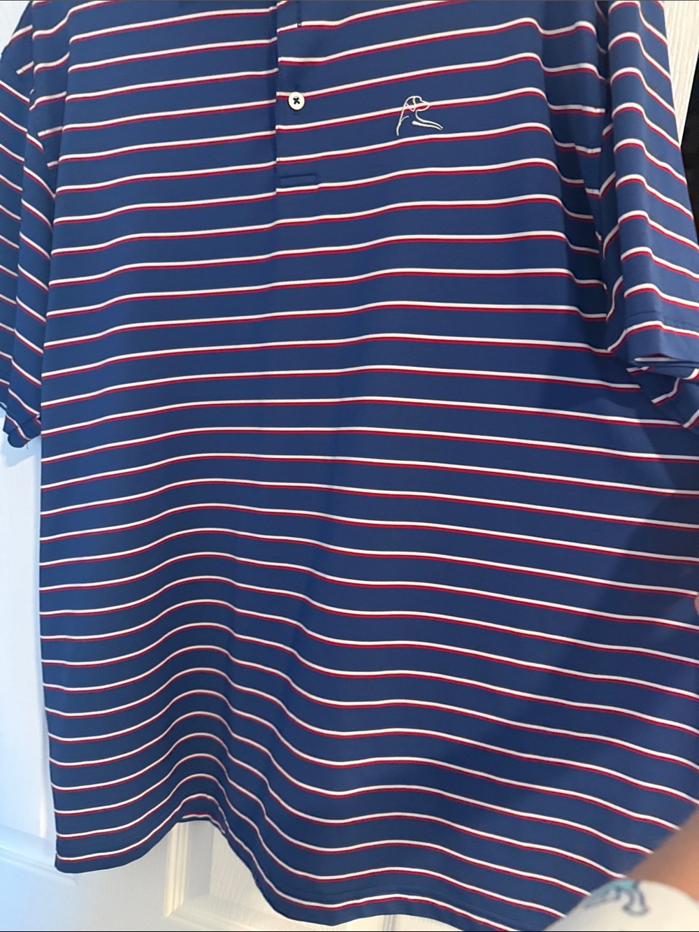 Rhoback Navy Polo with White and Red Stripes - Picture 6 of 11